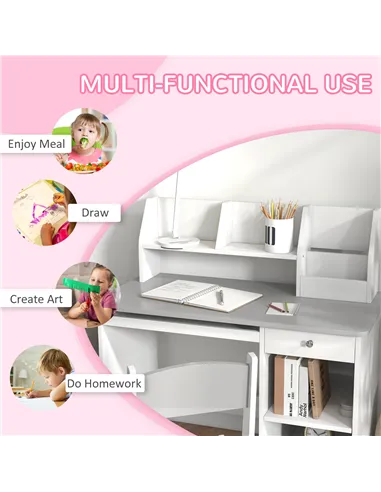 ZONEKIZ Two-Piece Kids Desk and Chair Set with Storage, for Ages 5-8 Years - Grey