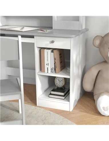 ZONEKIZ Two-Piece Kids Desk and Chair Set with Storage, for Ages 5-8 Years - Grey