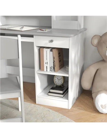 ZONEKIZ Two-Piece Kids Desk and Chair Set with Storage, for Ages 5-8 Years - Grey