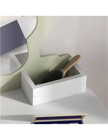 ZONEKIZ Kids Vanity Table with Mirror and Stool, Drawer, Storage Boxes, Flower Design, for Ages 3-6 Years - White