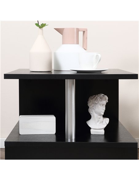 HOMCOM Wooden S Shape Cube Coffee Table 2 Tier Storage Shelves Organizer Office Bookcase Living Room End Desk Stand Display (Bla
