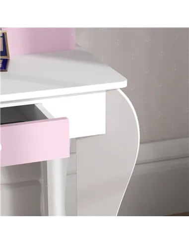 ZONEKIZ Unicorn-Design Kids Dressing Table, with Mirror and Stool - White