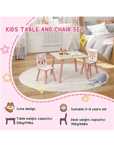 ZONEKIZ Kids Table and Chair Set and Kids Easel with Paper Roll, Storage Baskets, Kids Activity Furniture Set, Pink