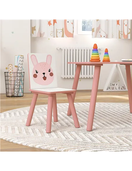 ZONEKIZ Kids Table and Chair Set and Kids Easel with Paper Roll, Storage Baskets, Kids Activity Furniture Set, Pink