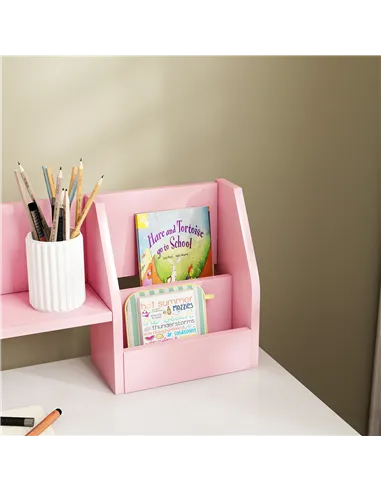 ZONEKIZ Two-Piece Kids Desk and Chair Set with Storage, for Ages 5-8 Years - Pink