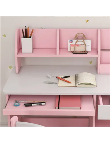 ZONEKIZ Two-Piece Kids Desk and Chair Set with Storage, for Ages 5-8 Years - Pink