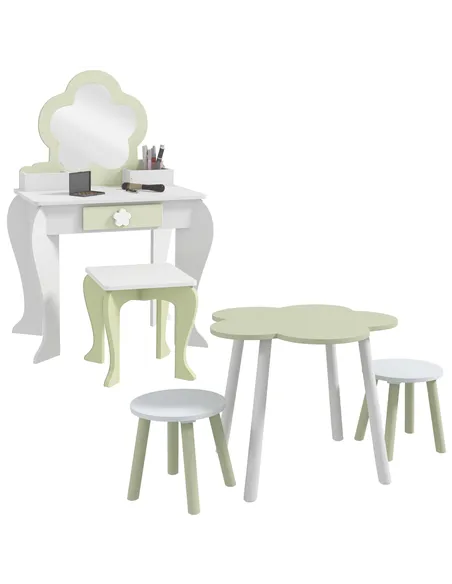 ZONEKIZ 5 PCs Kids Furniture Set Flower Design for 3-5 Years