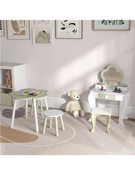 ZONEKIZ 5 PCs Kids Furniture Set Flower Design for 3-5 Years