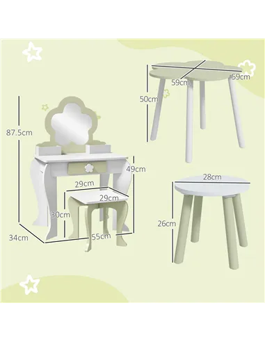 ZONEKIZ 5 PCs Kids Furniture Set Flower Design for 3-5 Years