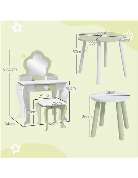 ZONEKIZ 5 PCs Kids Furniture Set Flower Design for 3-5 Years