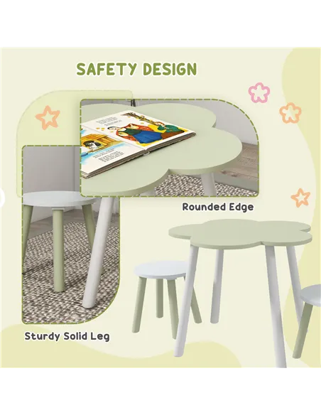 ZONEKIZ 5 PCs Kids Furniture Set Flower Design for 3-5 Years