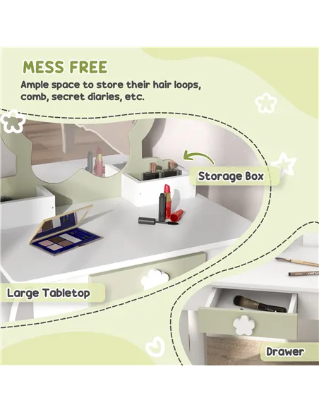 ZONEKIZ 5 PCs Kids Furniture Set Flower Design for 3-5 Years