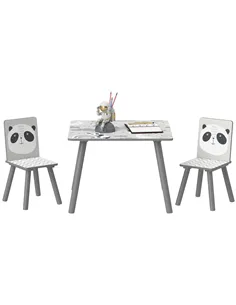 ZONEKIZ Kids Table and Chair Set, Toddler Table with 2 Chairs, Toddler Furniture Set, for Ages 3-8 Years - Grey