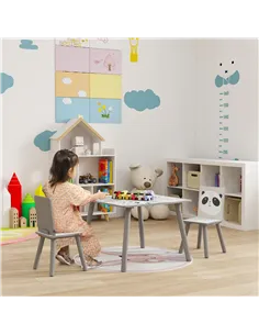ZONEKIZ Kids Table and Chair Set, Toddler Table with 2 Chairs, Toddler Furniture Set, for Ages 3-8 Years - Grey 2