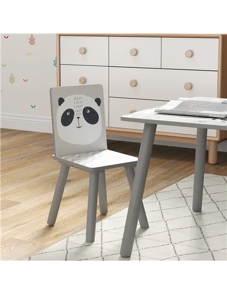 ZONEKIZ Kids Table and Chair Set, Toddler Table with 2 Chairs, Toddler Furniture Set, for Ages 3-8 Years - Grey