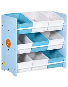 ZONEKIZ Kids Storage Rack, with Nine Removable Baskets, for Nursery, Bedroom, Playroom - Blue