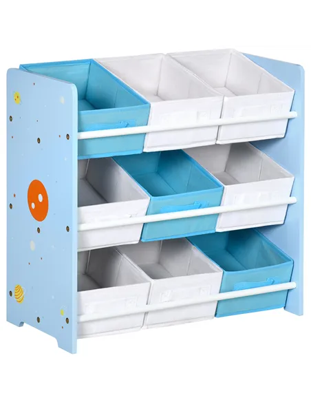 ZONEKIZ Kids Storage Rack, with Nine Removable Baskets, for Nursery, Bedroom, Playroom - Blue