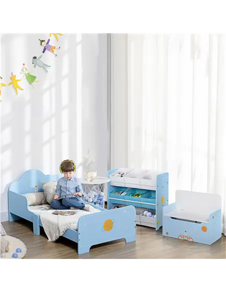 ZONEKIZ Kids Storage Rack, with Nine Removable Baskets, for Nursery, Bedroom, Playroom - Blue