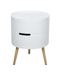 HOMCOM 3-Tier Coffee Table, Round End Table with 2 Hidden Compartments and Detachable Tray, Side Table with Storage for Living R