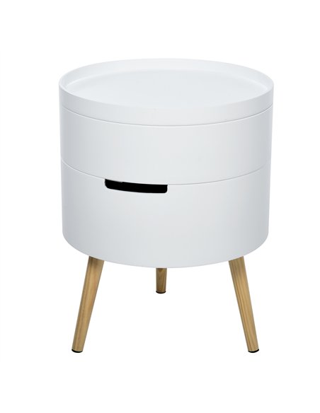 HOMCOM 3-Tier Coffee Table, Round End Table with 2 Hidden Compartments and Detachable Tray, Side Table with Storage for Living R