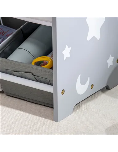 ZONEKIZ Kids Storage Rack, with Nine Removable Baskets, for Nursery, Bedroom, Playroom - Grey