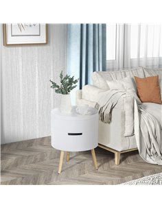 HOMCOM 3-Tier Coffee Table, Round End Table with 2 Hidden Compartments and Detachable Tray, Side Table with Storage for Living R 2