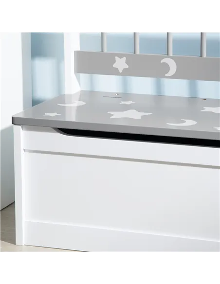 ZONEKIZ 2 In 1 Kids Storage Bench, Toy Box w/ Safety Rod - Grey