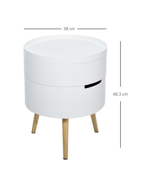 HOMCOM 3-Tier Coffee Table, Round End Table with 2 Hidden Compartments and Detachable Tray, Side Table with Storage for Living R