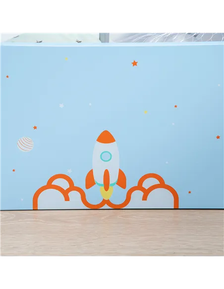 ZONEKIZ 2 In 1 Kids Storage Bench, Toy Box w/ Safety Rod - Blue