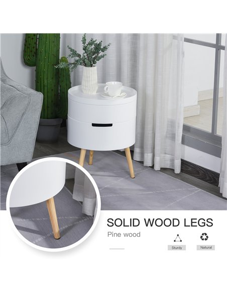 HOMCOM 3-Tier Coffee Table, Round End Table with 2 Hidden Compartments and Detachable Tray, Side Table with Storage for Living R