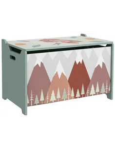 ZONEKIZ Toy Box, Kids Storage Chest, with Lid, Safety Hinge - Green