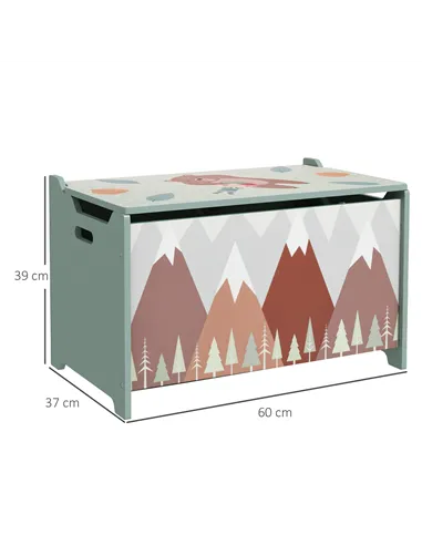 ZONEKIZ Toy Box, Kids Storage Chest, with Lid, Safety Hinge - Green