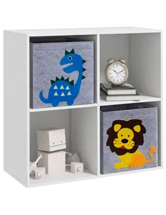 ZONEKIZ Kids Toy Box with Two Non-Woven Fabric Drawers, 61.8 x 29.9 x 61.8cm - White