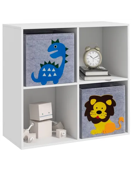 ZONEKIZ Kids Toy Box with Two Non-Woven Fabric Drawers, 61.8 x 29.9 x 61.8cm - White