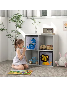 ZONEKIZ Kids Toy Box with Two Non-Woven Fabric Drawers, 61.8 x 29.9 x 61.8cm - White 2