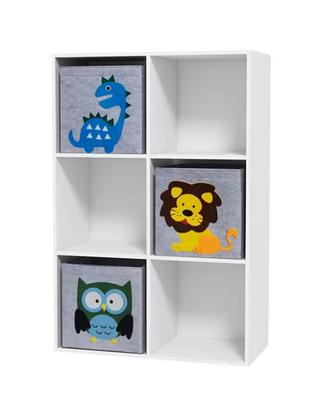 ZONEKIZ Kids Toy Box with Three Non-Woven Fabric Drawers, 61.8 x 29.9 x 91.5cm - White