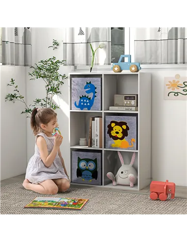 ZONEKIZ Kids Toy Box with Three Non-Woven Fabric Drawers, 61.8 x 29.9 x 91.5cm - White