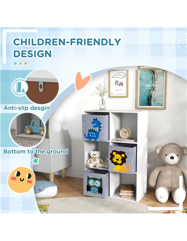 ZONEKIZ Kids Toy Box with Three Non-Woven Fabric Drawers, 61.8 x 29.9 x 91.5cm - White