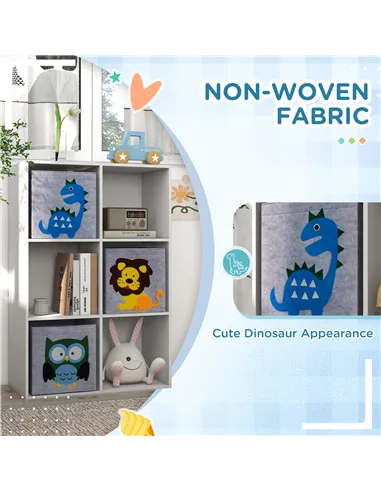 ZONEKIZ Kids Toy Box with Three Non-Woven Fabric Drawers, 61.8 x 29.9 x 91.5cm - White