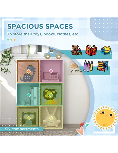 ZONEKIZ Kids Toy Box with Three Non-Woven Fabric Drawers, 61.8 x 29.9 x 91.5cm - White