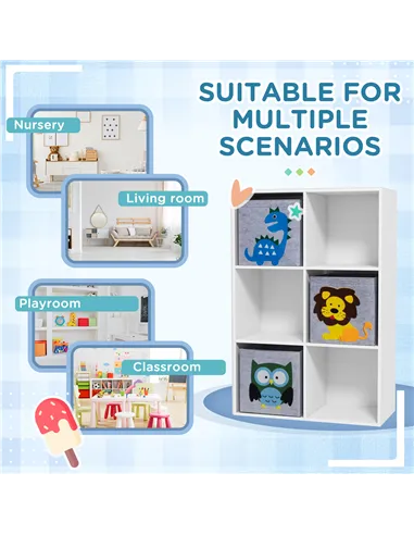 ZONEKIZ Kids Toy Box with Three Non-Woven Fabric Drawers, 61.8 x 29.9 x 91.5cm - White