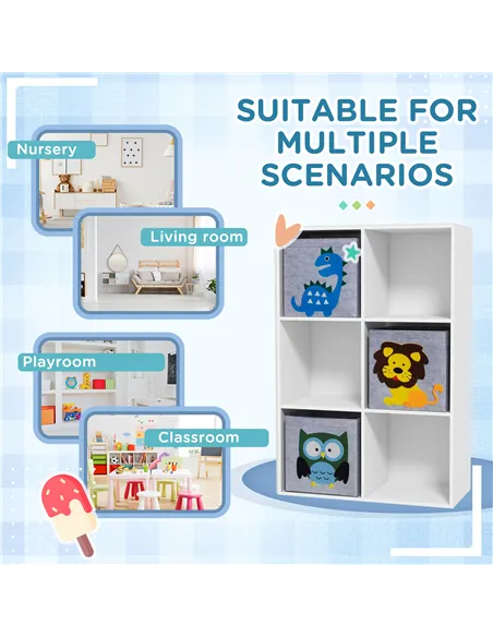 ZONEKIZ Kids Toy Box with Three Non-Woven Fabric Drawers, 61.8 x 29.9 x 91.5cm - White
