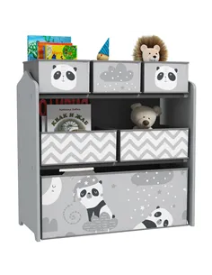 ZONEKIZ Kids Storage Unit, Toy Storage Organiser, with Six Fabric Bins, for Bedrooms, Playrooms, Nurseries - Grey