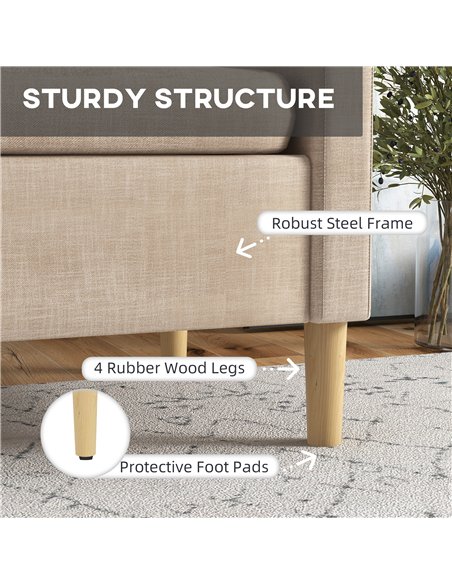 HOMCOM Modern Accent Chair, Comfy Fireside Chair, Upholstered Armchair for Living Room, Bedroom, Home Office, Beige