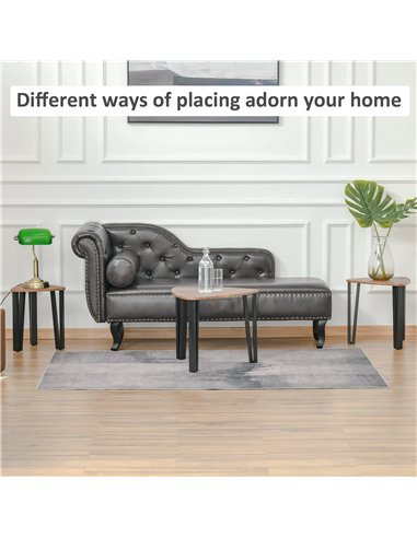 HOMCOM Nest of Tables, Coffee Table Set of 3, Triangle Nesting Tables with Metal Legs, Industrial End Side Table for Living Room