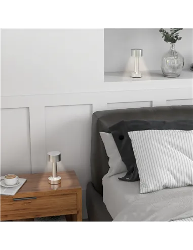 2 Pack Cordless Table Lamp, Touch LED Desk Lamp with Rechargeable Battery, 3 Colour, for Bedroom Living Room, Silver