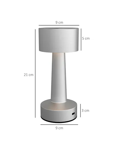 2 Pack Cordless Table Lamp, Touch LED Desk Lamp with Rechargeable Battery, 3 Colour, for Bedroom Living Room, Silver
