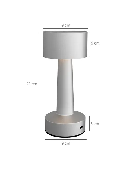2 Pack Cordless Table Lamp, Touch LED Desk Lamp with Rechargeable Battery, 3 Colour, for Bedroom Living Room, Silver