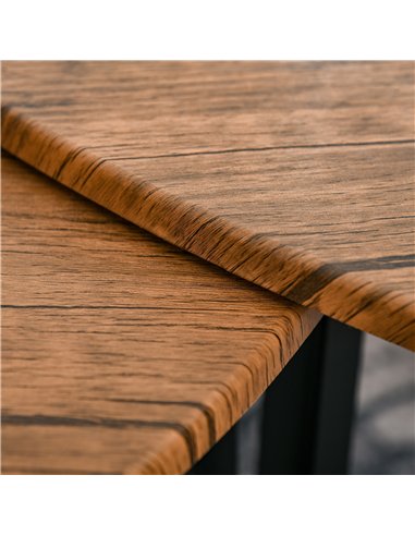 HOMCOM Nest of Tables, Coffee Table Set of 3, Triangle Nesting Tables with Metal Legs, Industrial End Side Table for Living Room