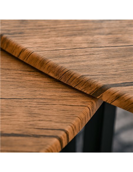 HOMCOM Nest of Tables, Coffee Table Set of 3, Triangle Nesting Tables with Metal Legs, Industrial End Side Table for Living Room